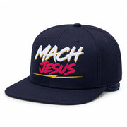 Mach Jesus — Navy snapback, right side