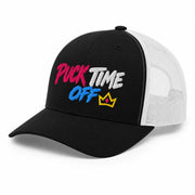 Puck Time Off — Black/White trucker, right side
