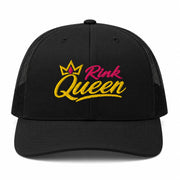 Rink Queen hockey hat — black trucker, front